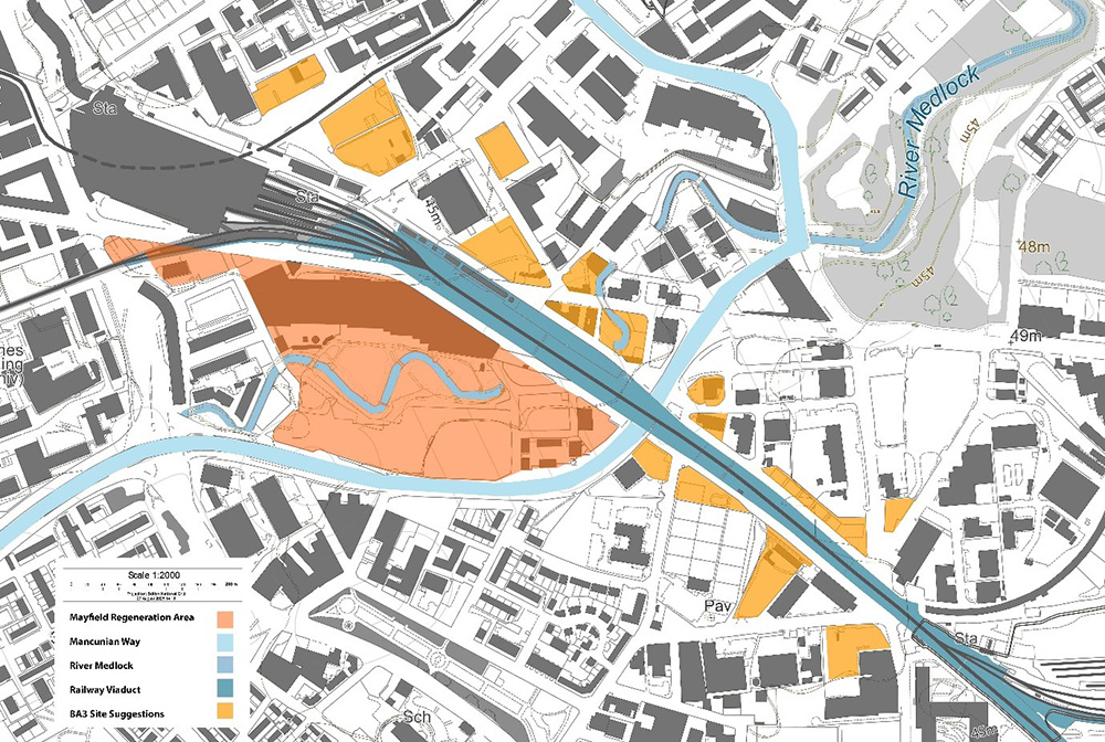 The Mayfield Archipelago, with suggested BA3 sites in light orange. Image: Studio 3.1 Brief